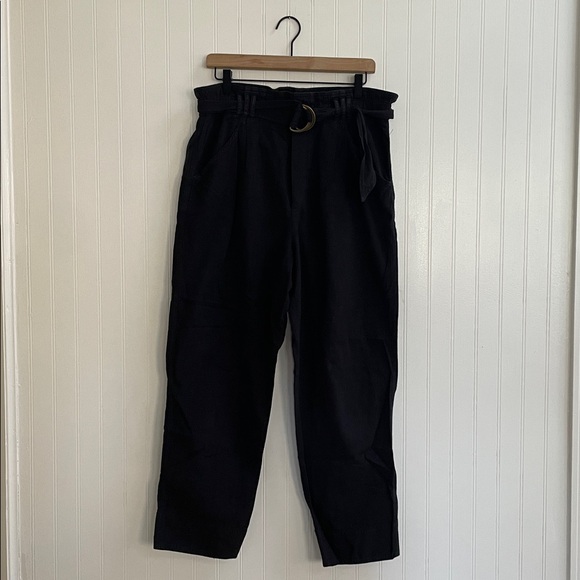 ANTHROPOLOGIE Malin Utility Belted Taper Leg Cotton Pant in Black Size M - Picture 2 of 8